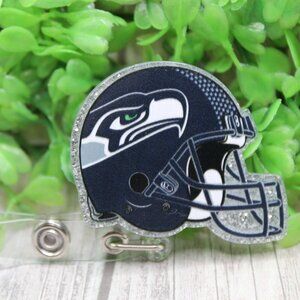 Seahawks Football Helmet Badge/ID Holder Reel